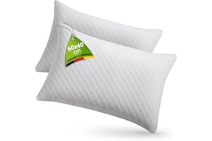 ‎JUSKYS Juskys Kissen 40x60 cm für Bett - 2er Set Kopfkissen mit Memory-Foam Füllung - Kissenfüllung atmungsaktiv - Bezug waschbar - Bettkissen Weiß