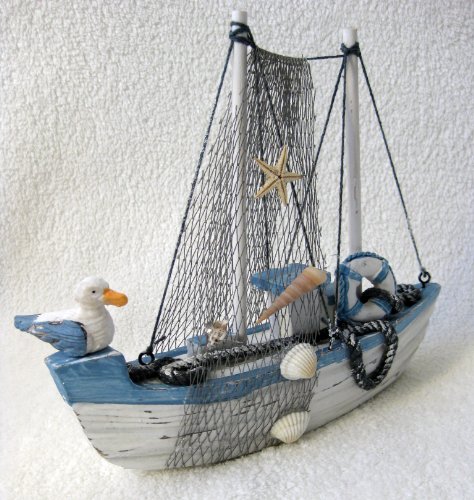 Boot aus Holz Antik-Design WEISSE SERIE ca. 23x18cm - 2