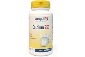 LongLife® Calcium 750mg | Integratore con 7 sali di calcio e vitamina D 3 naturale | Benessere ossa e denti | 2 mesi di trattamento | Vegetariano e senza glutine