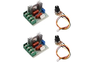 ‎AIDEEPEN Motordrehzahlregler, Aideepen 2 Stuck AC 50V-220V 25A 2000W SCR Vorverdrahtetes Einstellbare Motor Drehzahlregler, Einstellbarer Spannungsregler LED Dimmer Modul mit Drehzahlreglerknopf
