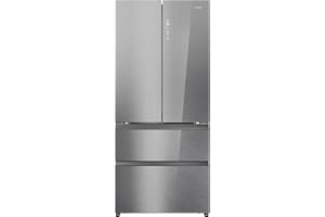 Haier FD 83 Series 7 HFR7819ENGC - Frigorífico Puerta Francesa, 504L, Cajones Direct Access, AirFlow, WIFI, Motor Inverter, Humidity Zone, Total No Frost, Ancho 83cm, Daylight, Glass Inox Look