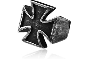 Retro Antique Black German Iron Cross Ring For Men Hip Hop Biker Rings Stainless Steel Cross Fashion Amulet Jewelry Gifts