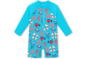 BesserBay Dziecięca koszulka do pływania, ochrona przed promieniowaniem UV, odzież z długim rękawem, kostium kąpielowy, ochrona przed słońcem, ochrona przed promieniowaniem UV, UPF 50+, 0-36 miesięcy