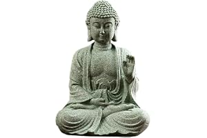 fazhongfa Mini Buddha Statue 4.7 Inch Natural Stone Handmade Buddha Sculptures Creative Zen Garden Aquarium Fish Tank Decorations Home Decor to Friend Family Mom Father as Gift (Meditation)