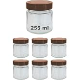 Afracam 255 ml Kavanoz Metal Derin Kapaklı 255 Cc Şeffaf Re&ccedil;el, Marmelat Cam Kavanoz Deep 6 Adet (Bakır Kapak)