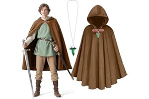 BSBUY Capa Hobbit, Capa con Capucha de Terciopelo Negro, con Collar de Hojas Verdes, Cloak Medieval Unisex Halloween, Cloak de Bruja Medieval Renacentista