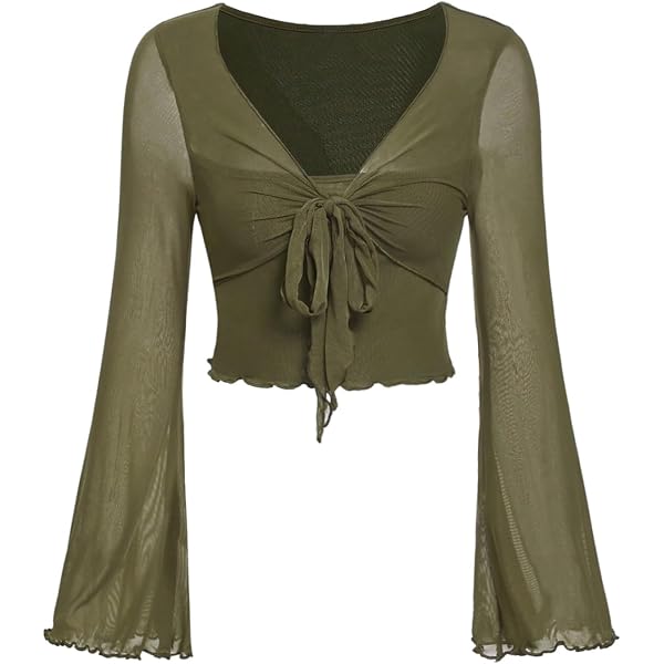thumbnail image 2 of GORGLITTER Women's Square Neck Bow Ribbed Crop Top - Short Sleeve Knit Shirt For Summer 2 of 12