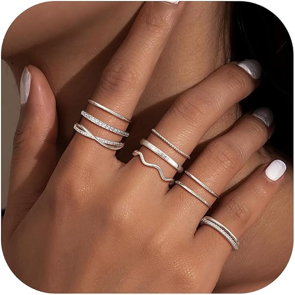 Lot De 3 Bagues Fantaisie Taille 54 Réglable - 22 Grammes, Couleur Argent, Occasion