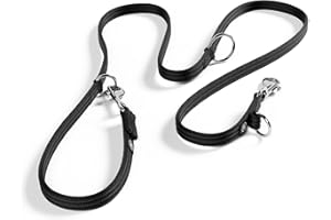 BullyBillows Double Ended Lead For Dogs | Multi-Functional Training Dog Lead | Medium Or Long Length For Obedience Dog Training Or Distance Work | Black