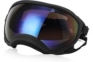 MINIFINKER Hundebrille für große Rassen, Starke Schlagfestigkeit, Hundebrille, verstellbare, Starke Verschlussstruktur für den Außenbereich, für große Hunde auf Reisen(Blauer Film mit schwarzem Rahmen)