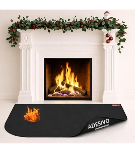 Tappetino Semicircolare Antifiamma Tappetino Ignifugo Per Camino 102x50cm - Semicircolare In Fibra Di Vetro | Protezione Da Scintille E Calore Per Pavimenti Tappeto Camino Semicircolare 102x50 Cm - 2