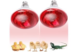 YANGUN 2 Pack Infrared Heat Lamp Bulb, 250W Poultry Heat Lamp, Reptile Heating Bulbs, Chicken Coop Heater Lamps for Poultry, Puppies, Chicks, Cats, Pigs, Dogs, Reptiles