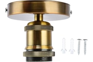 BAOFUYA Vintage E26 E27 Lampenfassung Retro Lampenfassung Lampenfassung Vintage E26 E27 Lampenfassung Deckenlampenfassung mit Zubehör für Küche Schlafzimmer Wohnzimmer 100-240V (goldene Patina)