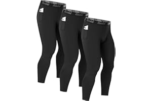 Runhit Men’s Running Leggings with Pockets, 1/3 Pack Compression Pants Sports Tights, Thermal Base Layer Trousers for Gym Football Cycling Jogging