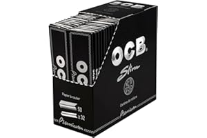 OCB 16972 Premium Slim-50 zeszyt z 32 arkuszami czarnej bibułki papierosowej, papier, 12 x 12 x 6 cm