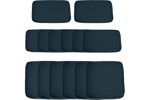 Outsunny Lot de 14 Housses de Rechange Coussins Salon de Jardin - 6 Housses Coussin d'assise, 8 Housses Coussin Dossier - Housses zippées Polyester déperlant Bleu