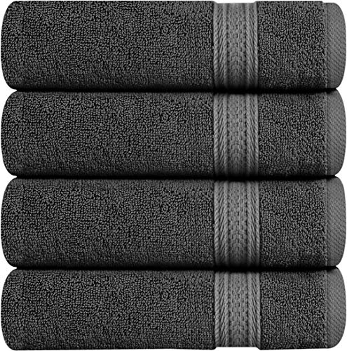 Utopia Towels - Toalla de mano Set - 700 GSM Algodón (41 x 71 cm, Set de 4, gris)
