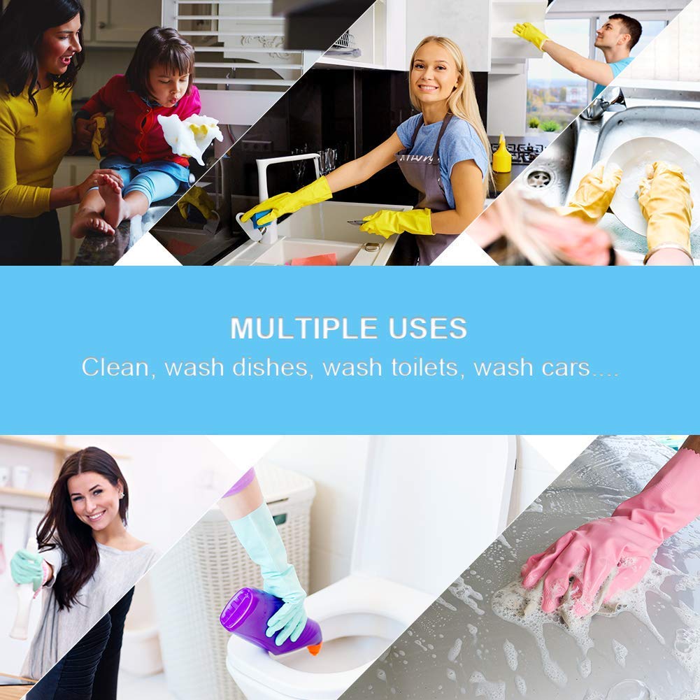 Carecroft Silicone Cleaning Reusable Heat Resistant Pair Magic Brush Gloves Scrubber for Kitchen Dishwashing Dish Car Wash Pet Bathroom Household, Blue, Pack of 1. - Image 4