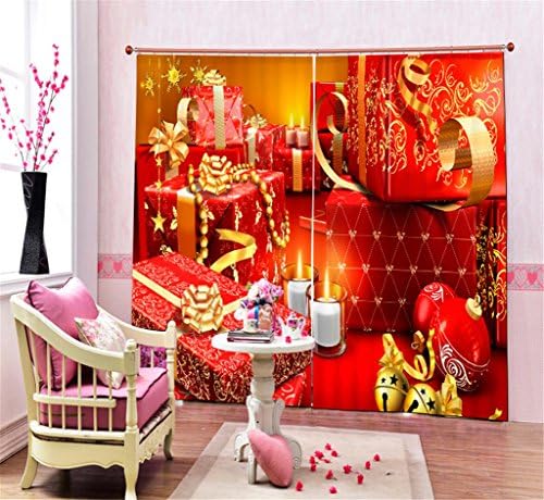 KKLL 3D Blackout Window Curtains Polyester Fabrics drape Noise Reducing Solid Thermal Bedroom Panel Drapes, wide 2.64x high 2.41