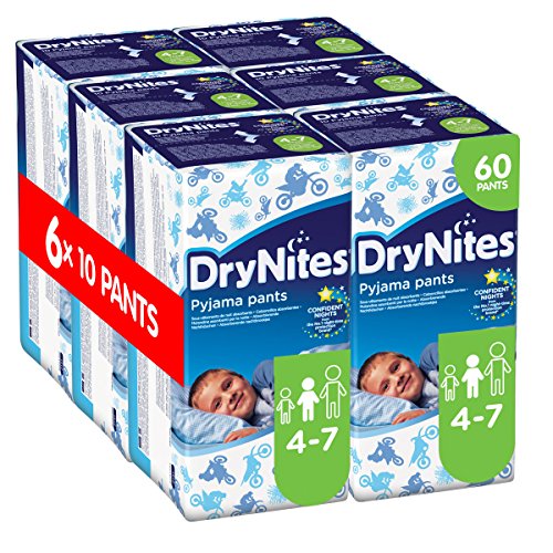 Huggies DryNites Boys Pyjama Pants for 4-7 Years, 10 Pants (Pack of 6, Total 60 Pants)