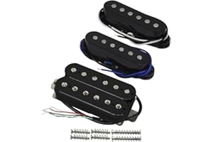 FLEOR Alnico 5 HSS Single Coil+Humbucker Pickup Neck+Middle+Bridge Pickup (14-15K), Noir