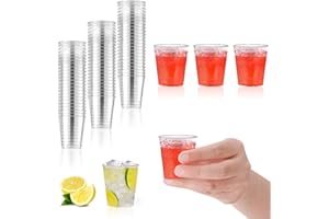 MNVD Plastic Shot Glasses Deseret Glass Disposable Shot Glasses Mini Shot Glasses Plastic Sampling Cup Multi Use Crystal Clear Hard Cup Set Reusable & Durable Shot Glasses Small Party Cup (Pack of 24)