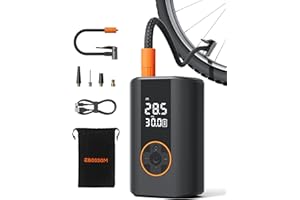 EBOSSOM Compresseur à Air Portatif 10,3 Bar, Gonfleur Pneus Voiture, Mini Gonfleur Electrique pour Vélo,Moto,Voiture, Pompe À Air Velo avec Lampe LED, Arrêt Automatique