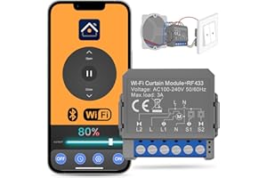 MIYOUKE Smart WiFi Rolladenschalter Modul Mit Prozentfunktion, Wlan Rolladen Schalter für Rollladenmotor mit Alexa, Google Home Sprachsteuerung und Smart Life App Fernbedienung