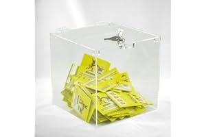 HANSEN WERBETECHNIK Hansen Losbox abschließbar/Einwurfbox/Spendenbox/Sammelbox/Aktionsbox aus Acryl/Acrylglas (Plexiglas) mit Schloss 250x250x250 mm