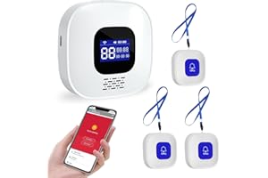 WIOONI Salvavita Anziani, Pulsante Salvavita Anziani WiFi, App Tuya Smart/Smart Life per Ricevere Notifiche da Remoto, Adatto ad Anziani, Malati, Disabili, Bambini (1 Ricevitore + 3 SOS Pulsante)