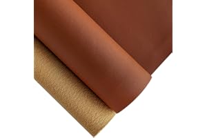 XHT Cuir synthétique uni lisse et doux, 30 x 135 cm, pour coudre des articles de bricolage tels que des vêtements et des sacs en cuir (brun rouge)