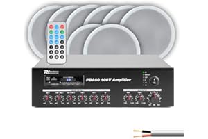 Power Dynamics CSPB5 8x 5 Ceiling Speakers & PBA60 Bluetooth Amplifier Complete PA System - Ideal for Restaurant, Bar, Retail, Office Background Audio