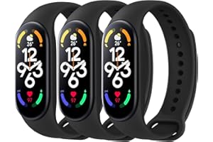 Vancle 3 Stück Armband für Xiaomi Mi Band 7, Weiches Silikon Sport Wasserdicht Ersatzarmband für Xiaomi Mi Band 7 Damen Herren
