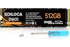 Ediloca EN605 512GB M.2 SSD, NVMe1.3 PCIe Gen3 x4 SSD Unità a stato solido interne, M.2 2280 - Velocità di lettura/scrittura fino a 2150/1600 MB/s - SSD interno compatibile con laptop e PC desktop