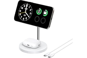 ‎ANKER Anker MagGo indukcyjna stacja ładująca 2 w 1, 15W, kompatybilna z MagSafe, bezprzewodowa ładowarka Qi2 do iPhone 15/14/13/12, AirPods Pro, z kablem USB C 1,5 m (Biały)