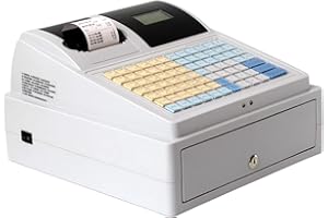 DOZPAL Elektronische Registrierkasse für Einzelhandel/Restaurant, Gewerbekasse mit 8 digitalen LED-Kundenanzeigen und abschließbarer Schublade, 3 Rechnungen/4 Münzen