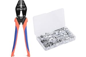 IWISS iCrimp CWR1328 - Juego de crimpadora de cable de alambre con función de corte para crimpado de 0,3 mm a 3,5 mm, crimpadora para casquillos ovalados y casquillos con 375 casquillos de aluminio (0,3 ~
