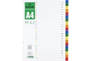 D.RECT Zakładki do A4, Przekładki A-Z, do Segregatorów, z Nadrukiem Liczbowym, Wielokolorowe, z PP, Polipropylen
