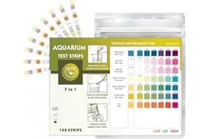 HAMKU Bandelettes de Test Aquarium 7 en 1 – 50 Pièces Analyse Rapide de l’Eau pH, Nitrate, Nitrite, Chlore, Dureté Totale, Dureté Carbonatée, Alcalinité – Kit Test Aquarium, Bassin, Étang, Tortue