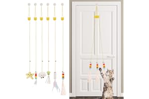 Bestomrogh 6 Stück Katzenspielzeug Selbstbeschäftigung Hängende Türrahmen, Einstellbar Teaser Spielzeug, Interaktives Spielzeug mit Glocke für Indoor Kätzchen Verfolgungsjagd