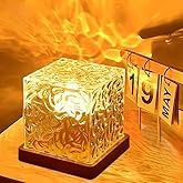 Desidiya Acrylic Romantic Ocean Wave Night Light Projector Lamp, 3D Water Wave Effect Crystal Table Lamp with Remote Control 