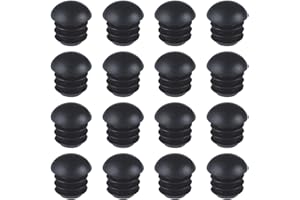 SIOPPKIK Bouchons Ronds en Plastique (16mm), 16 Pièces Embout Bouchons pour Tube de Chaise de Rond, Empiècements Embouts Ronds Bombés Nervurés pour Pieds de Table, Chaise, Meuble (Noir)