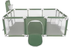 Selonis Baby Playpen Big Size Playground with No Balls for Kids, Green