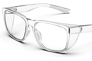 TOREGE Gafas protectoras transparentes con protectores laterales, antivaho y antiarañazos con agarres antideslizantes y protección UV completa - Gafas protectoras ideales para mujeres y hombres
