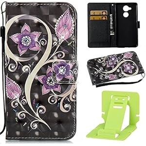 Huawei Honor 6C Hülle,Huawei Honor 6C Glitzer Hülle,Ekakashop Bunt Pfauenblumen Muster 3D Bling Shiny Brillant Diamant Funkeln Sternen Star PU Leder Wallet Case Schutzhülle Klapptasche Etui Bookstyle Flip Schale Weichen Silikon Standplatz Fall Hülle Case mit Standfunktion und Karte Halter für Huawei Honor 6C + 1x Kostenlos Ständer (Farbe zufällig)