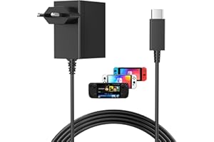 YISHIFD Zasilacz sieciowy 39 W do Switch/NS Switch, 15 V 2,6 A typ C, szybkie ładowanie do Switch/Switch Lite/Switch Dock/Switch OLED/Switch Pro, kontrolera, obsługuje tryb TV