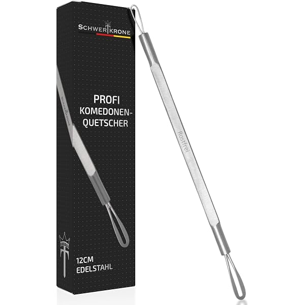 May Komedonenquetscher Aus Edelstahl – 2 Schlaufen (20mm & 12mm), Professioneller Mitesserentferner