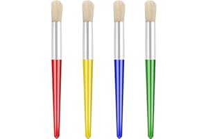 GALAMAX 4 PCS Toddler Paint Brushes, Coloful Paint Brush Set Kids, Childrens Paint Brushes with Plastic Handle and Hog Bristles, Round Bristle Tip Paintbrushes for Kids Beginners Art Supplies