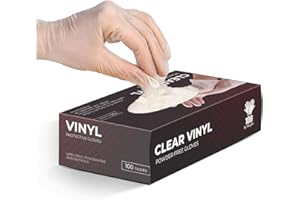 K-MART The Real Touch Einweg-Vinylhandschuhe, puderfreie und latexfreie transparent Einmalhandschuhe mit 100 Stück/Box (mittel)