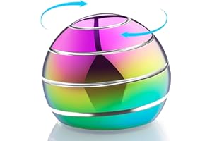 INOVASHON Desk Toy, Kinetic Desk Ball for Stress Relief, Hypnotic Spinning Fidget Optical Illusion Ball, Office Desk Spinning Metal Toys for All Age, Gift for Men Woman Boy Girl (40mm Rainbow)